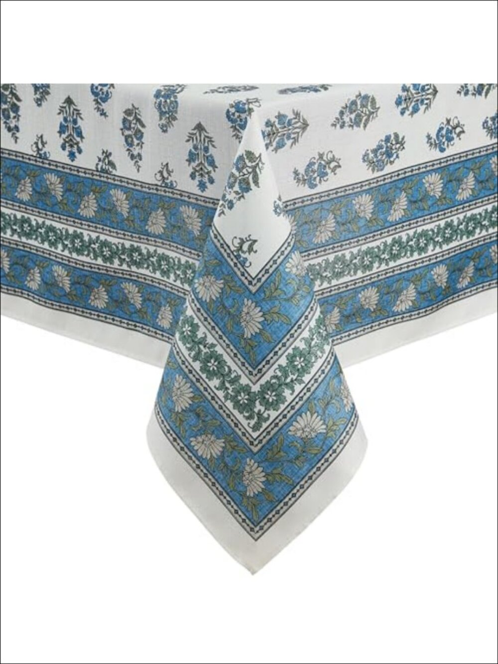 Block Print Tablecloth Stain Water Resistant Indoor Outdoor 60x120